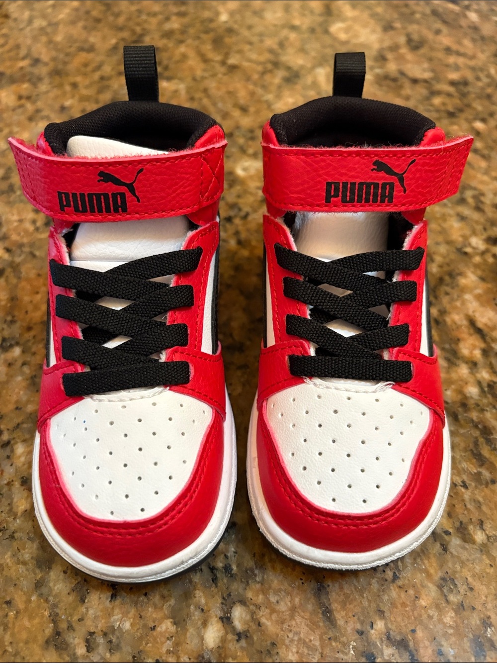 Puma Toddler Red, White & Black High-Top Sneakers